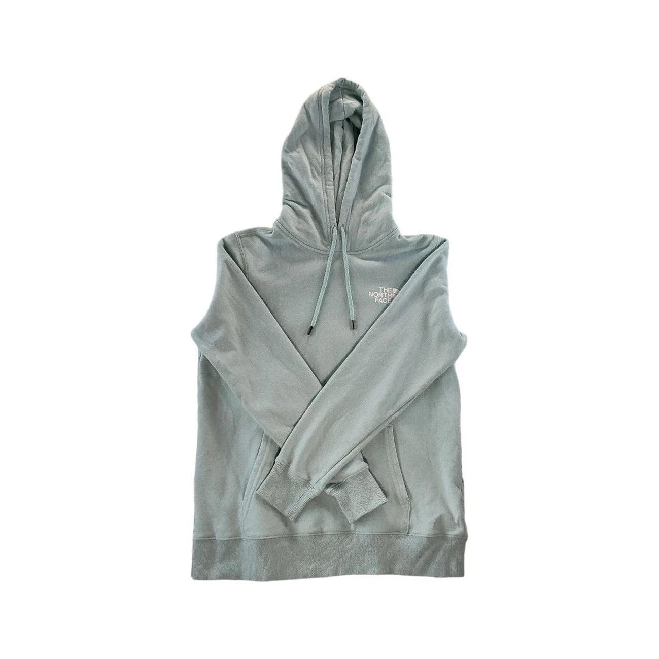 North Face Women's Hoodie Top Light Blue Medium USED