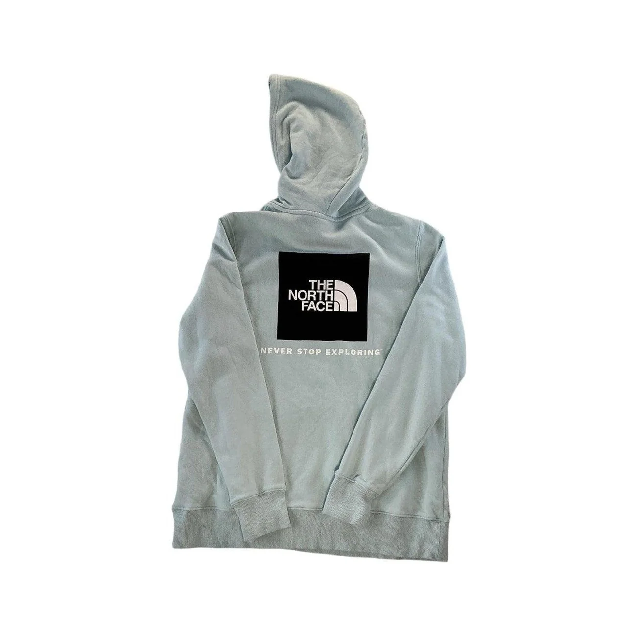North Face Women's Hoodie Top Light Blue Medium USED - Image 2