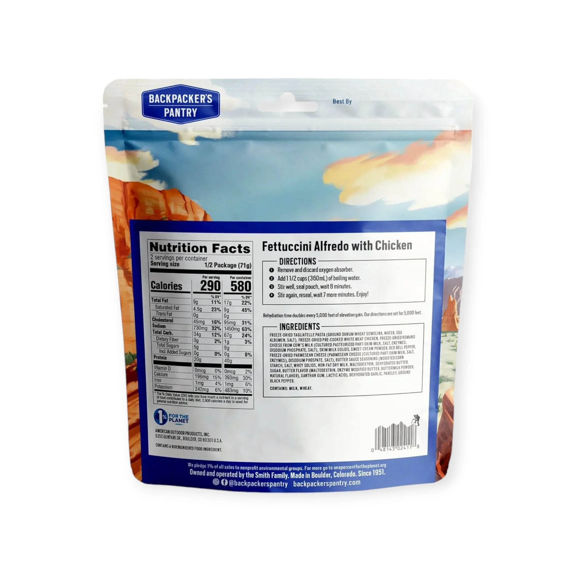 Backpacker's Pantry Fettuccini Alfredo w' Chicken Freeze-Dried Meal - Image 3