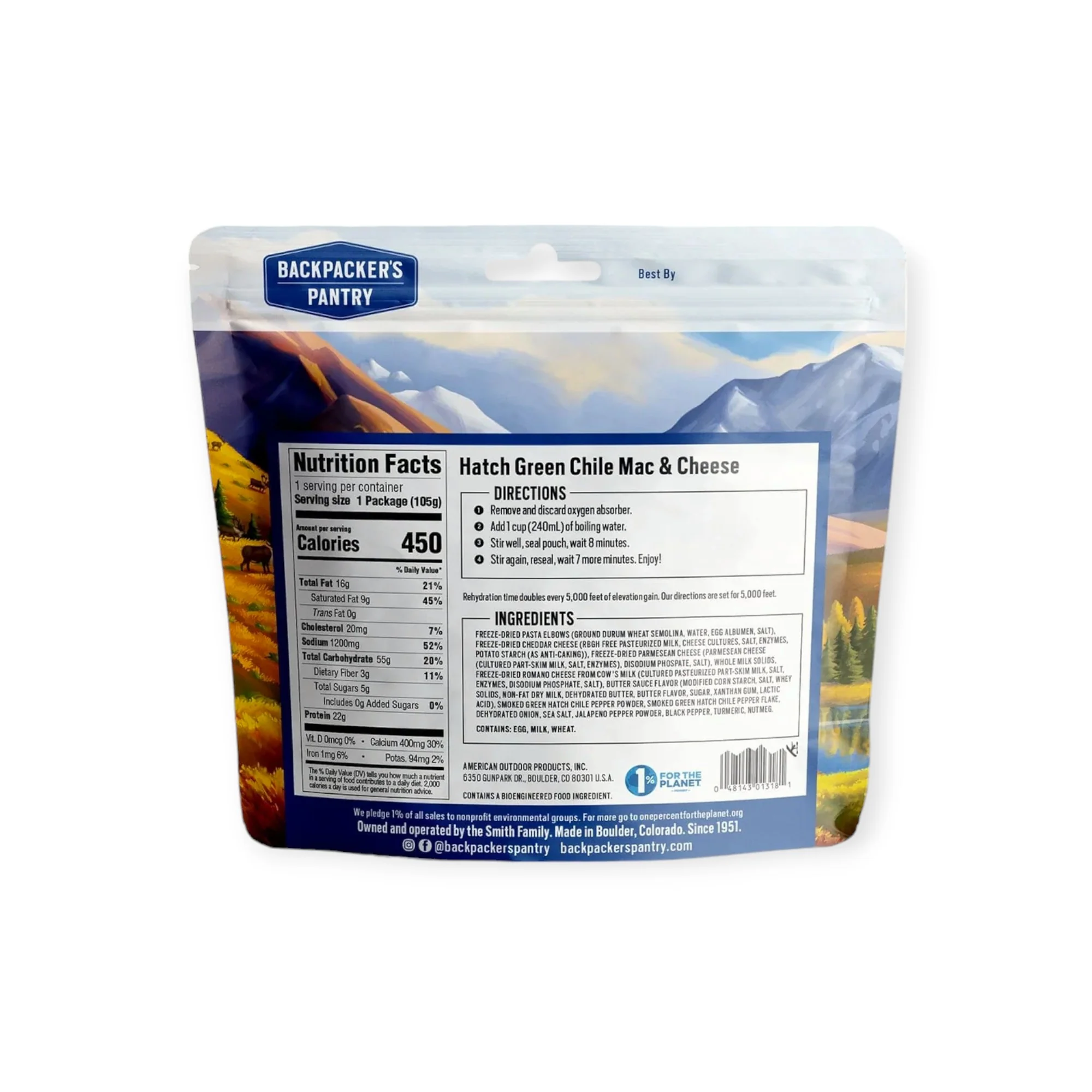 Backpacker's Pantry Hatch Chili Mac & Cheese Freeze Dried Meal - Image 3