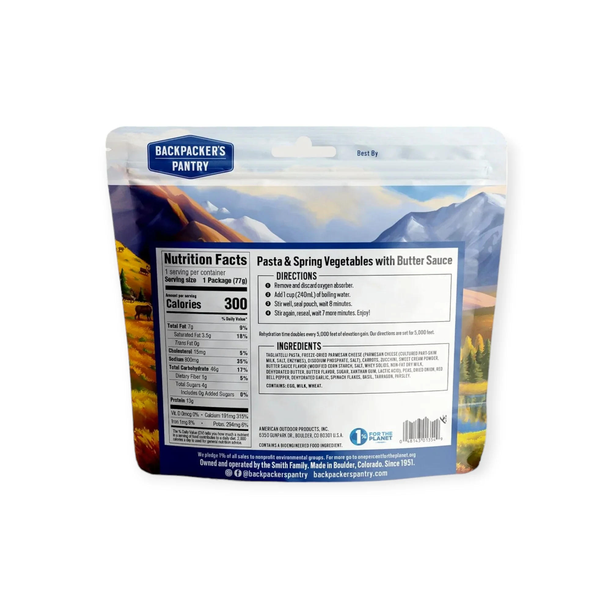 Backpacker's Pantry Pasta & Spring Vegetables with Butter Sauce Freeze Dried Meal - Image 3