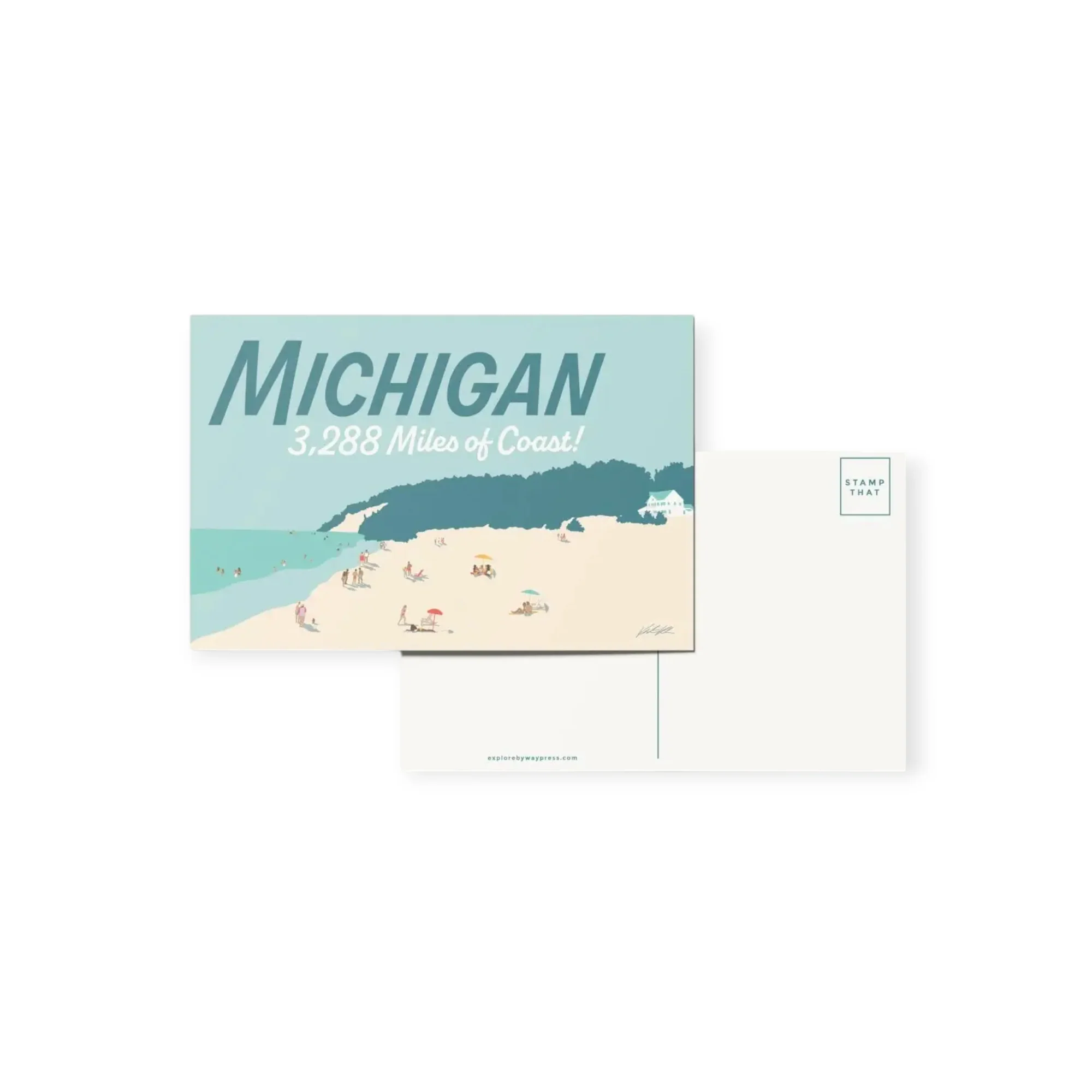 Byway Press Michigan 3288 Miles of Coast Travel Postcard - Image 2