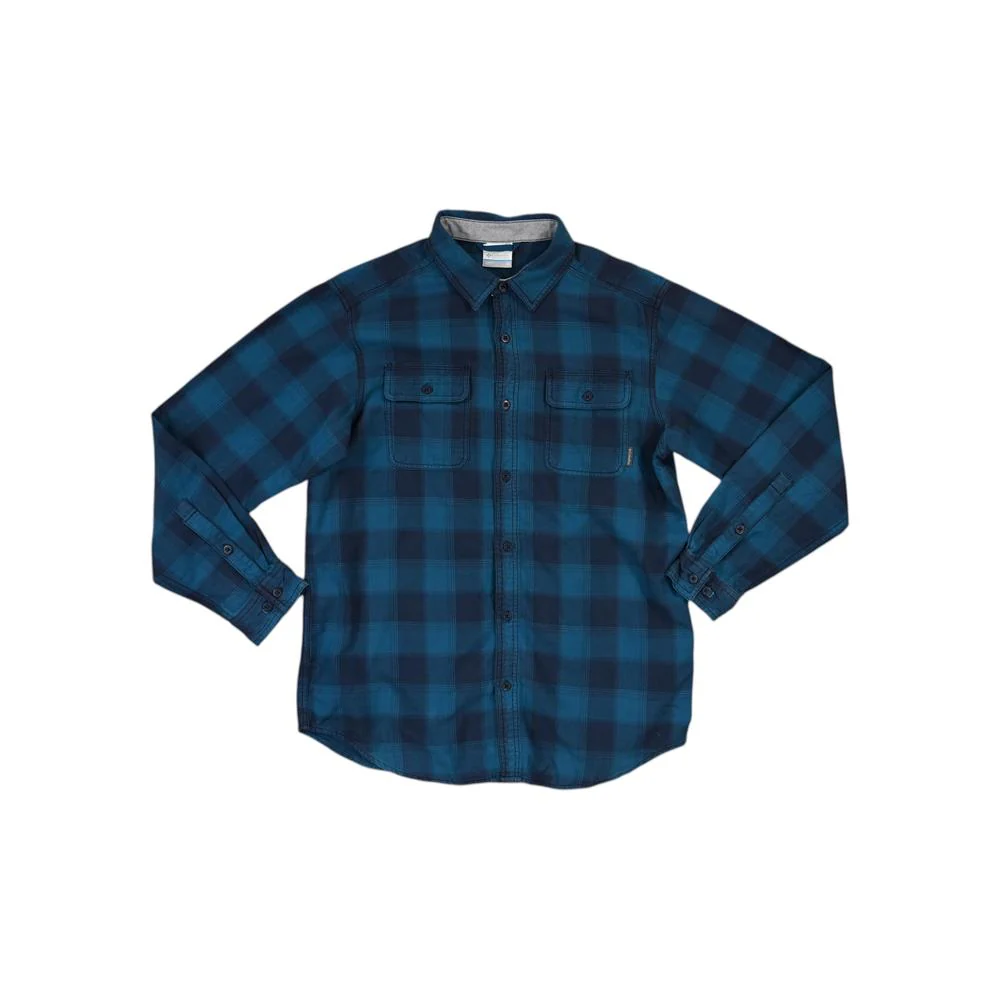 Columbia Men's Heavyweight Flannel Shirt Blue M Used