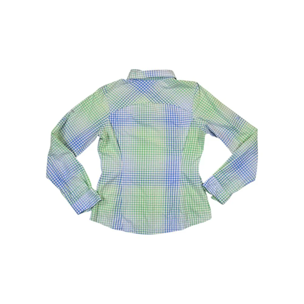 Columbia Women's Silver Ridge Plaid Long Sleeve Shirt Blue/Green L Used - Image 2
