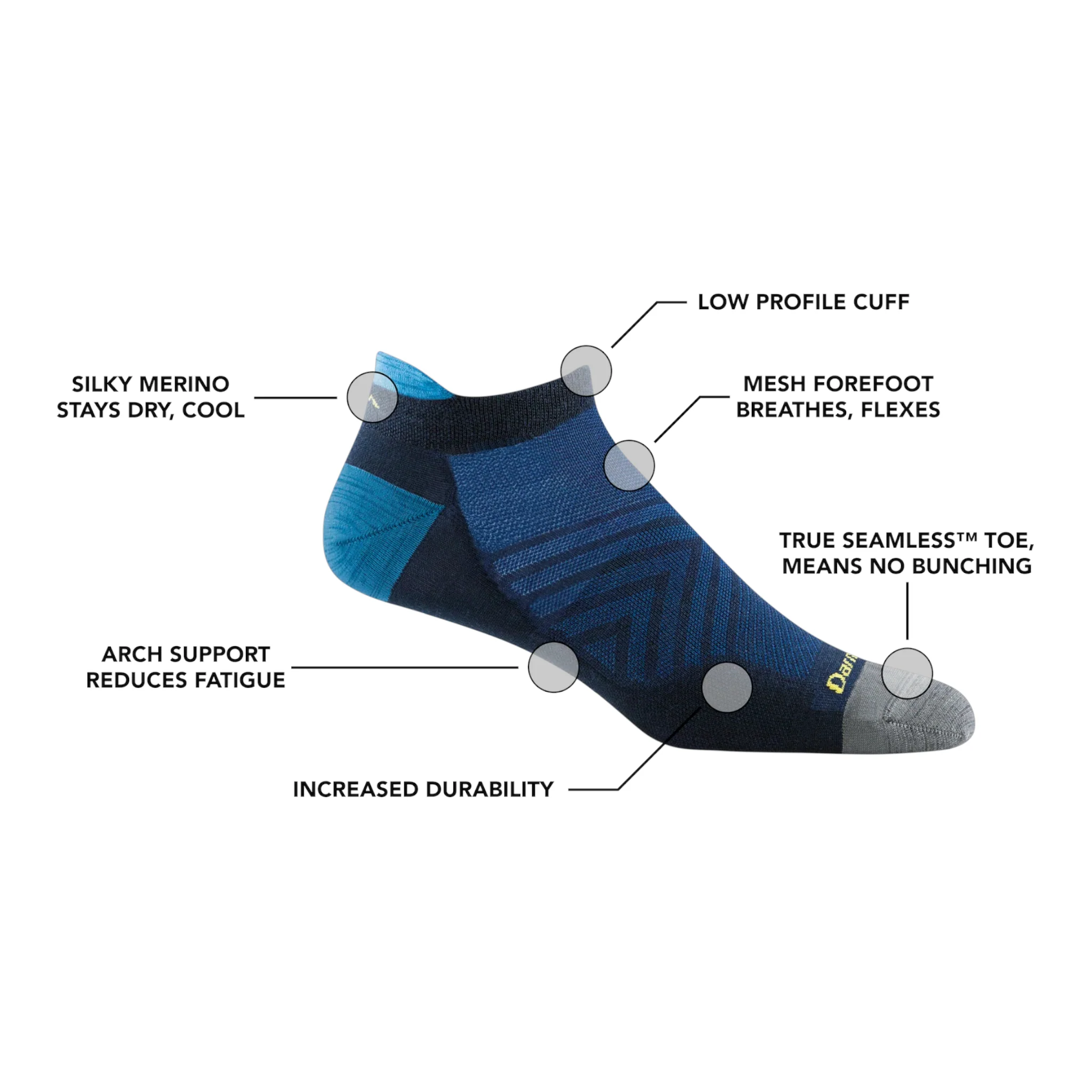 Darn Tough Men's No Show Tab Ultra-Lightweight With Cushion Running Socks - Image 3
