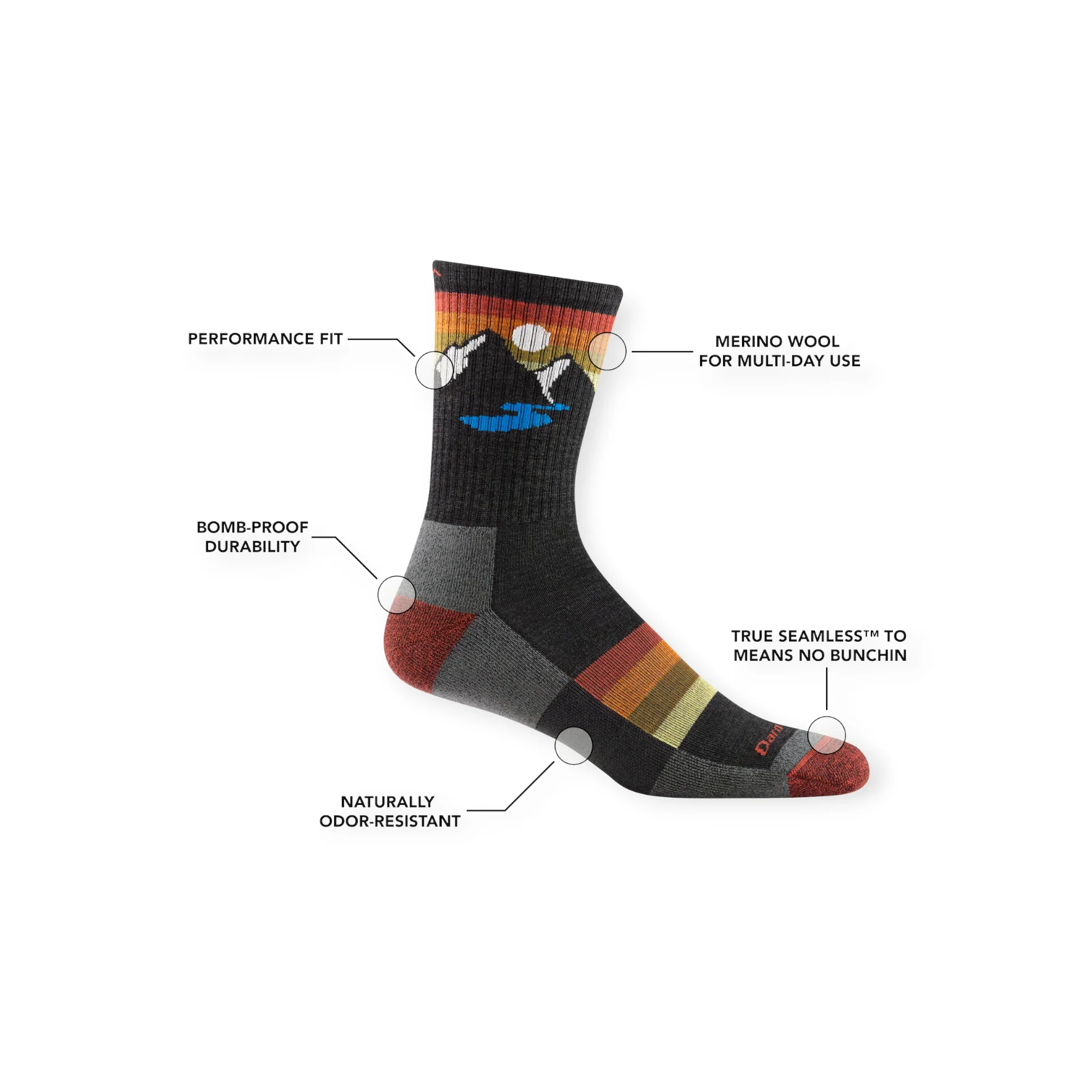 Darn Tough Sunset Ridge Micro Crew Lightweight Hiking Socks - Image 9
