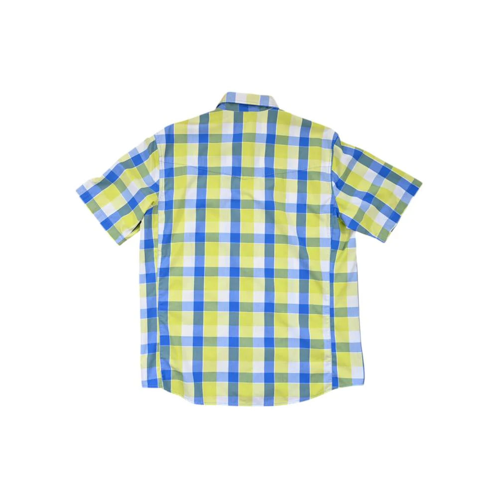 Eddie Bauer Men's First Ascent Button Up Shirt Yellow/Blue L Used - Image 2