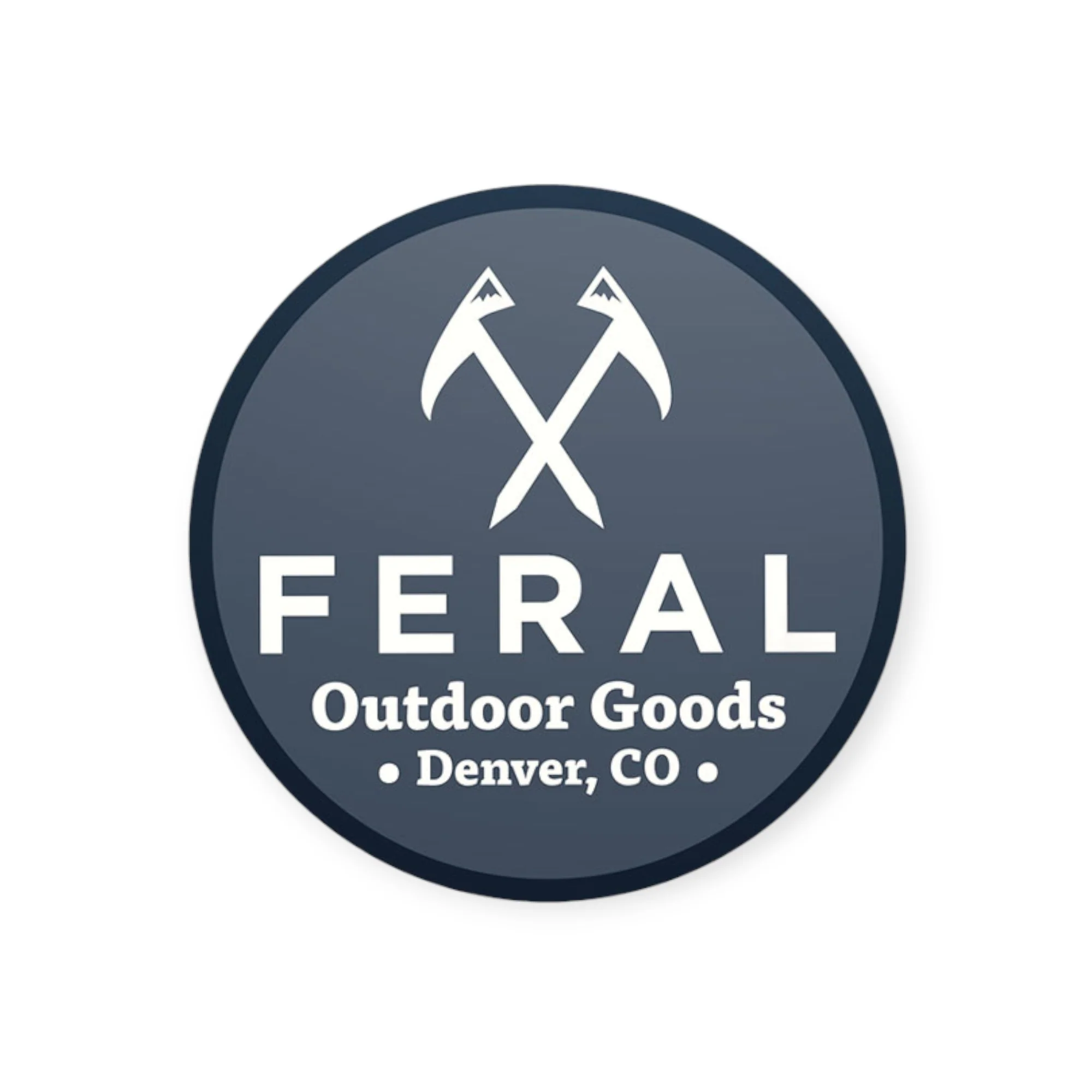 FERAL Denver Outdoor Goods Round Sticker Blue