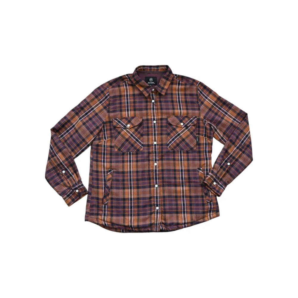 Flylow Women's May Fleece Lined Flannel Shirt Orange/Purple L Used