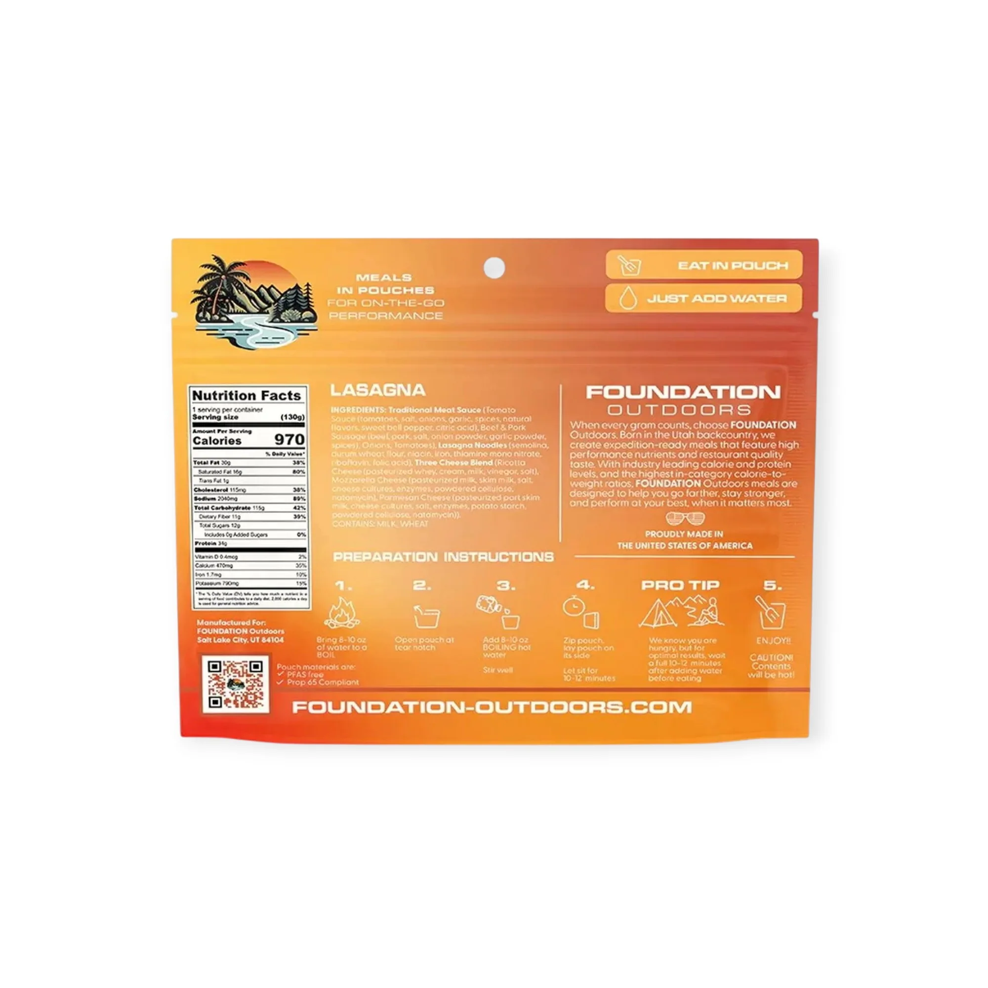 FOUNDATION Outdoors Lasagna Meal - Image 2