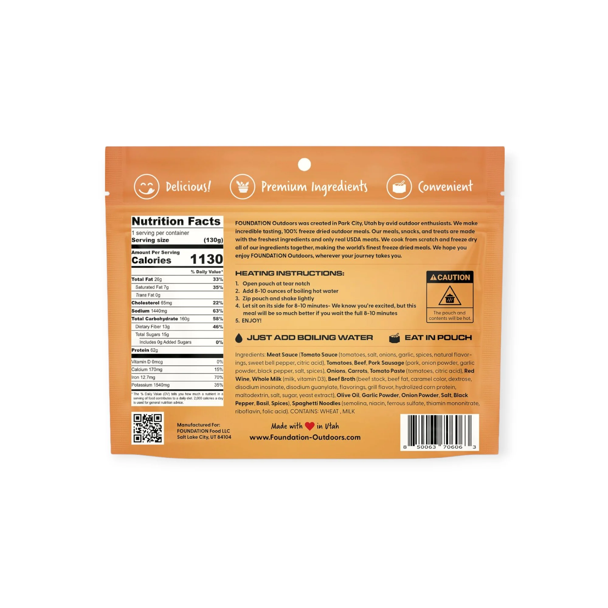 FOUNDATION Outdoors Spaghetti with Meat Sauce Meal - Image 2
