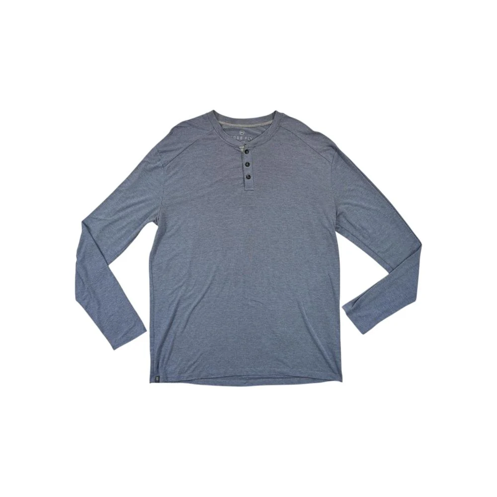 Freefly Men's Henley Long Sleeve Shirt Grey XXL Used