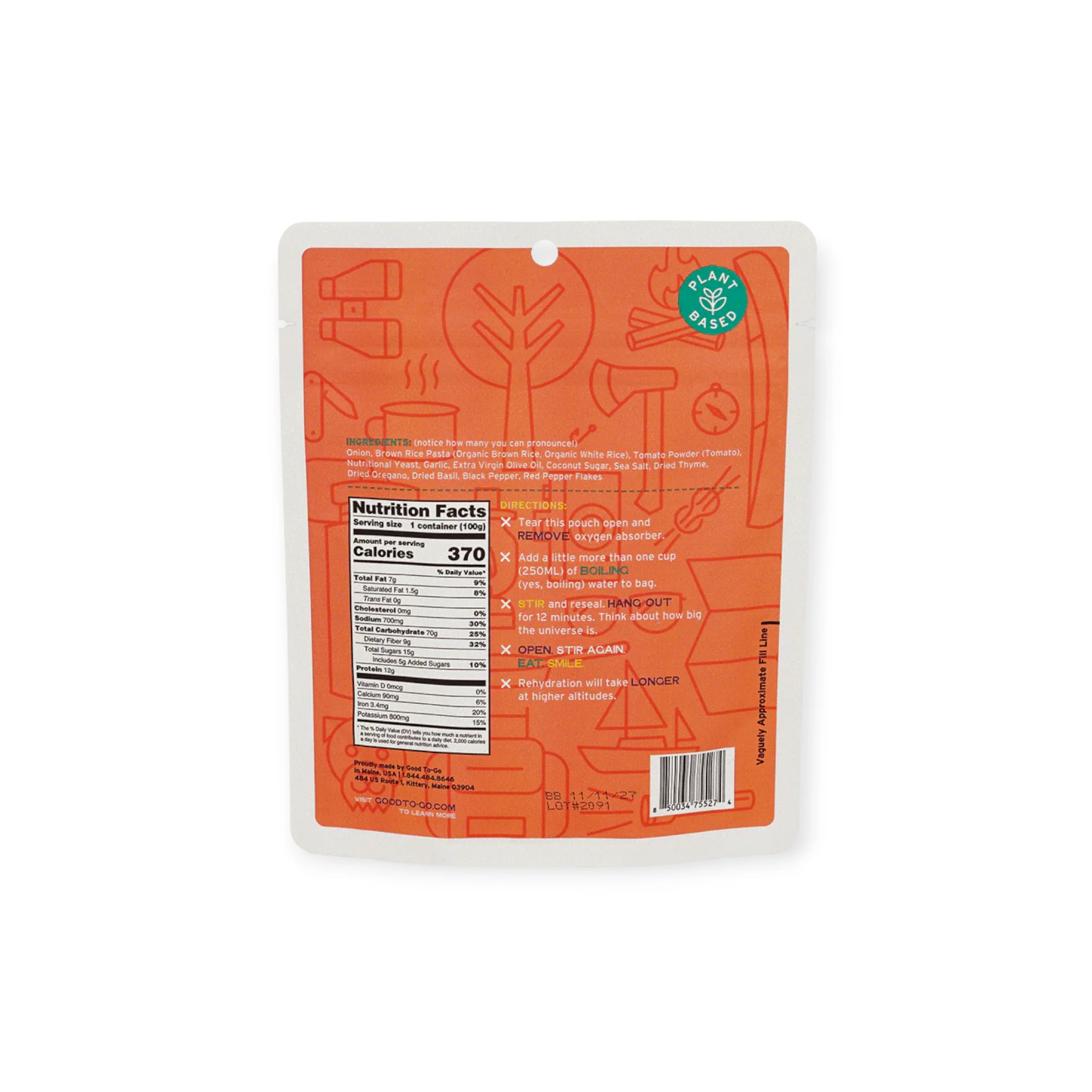 Good To-Go Pasta Marinara Dehydrated Meal - Image 2
