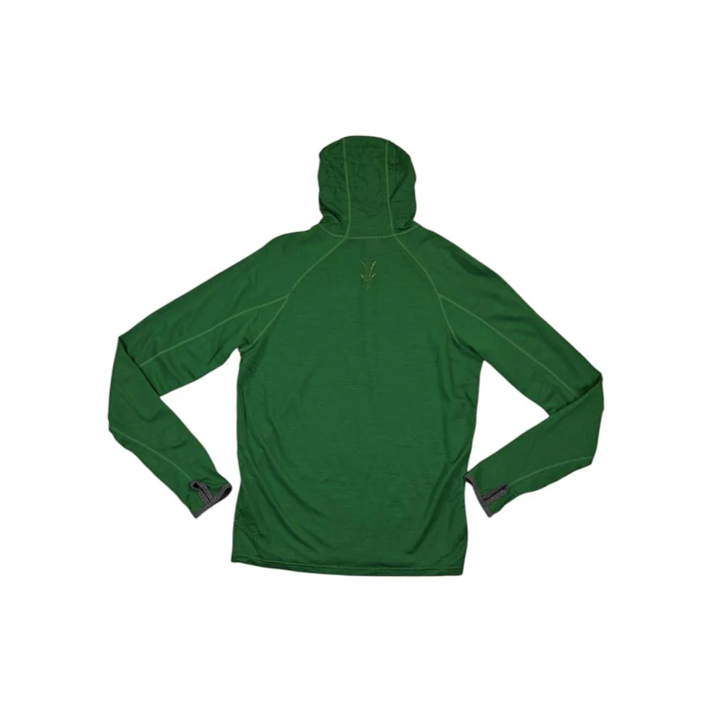 Ibex Women's 100% Zcue Merino Wool Hooded Baselayer Shirt Green M Used - Image 2