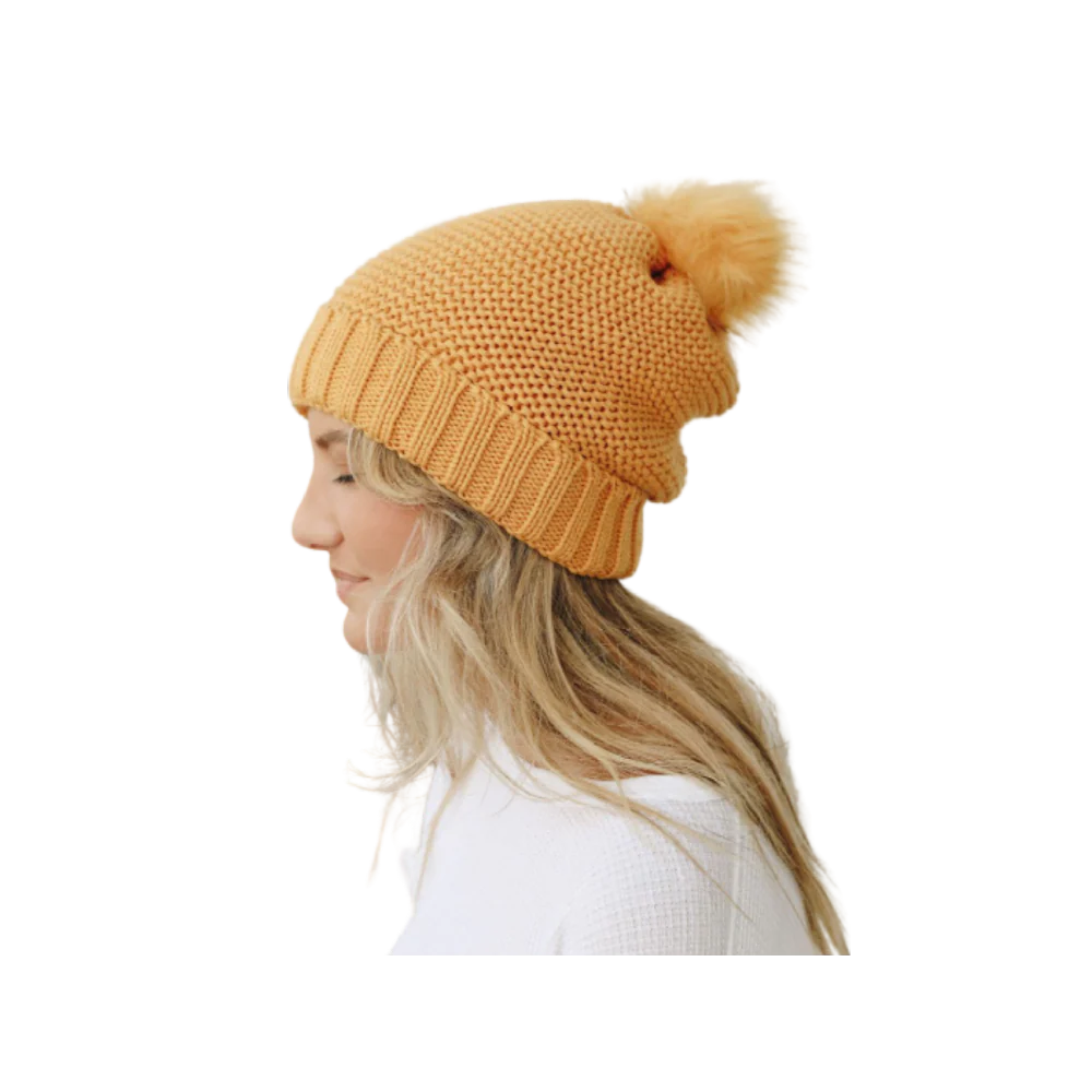 Leto Accessories Sherpa Lining Pom Beanie