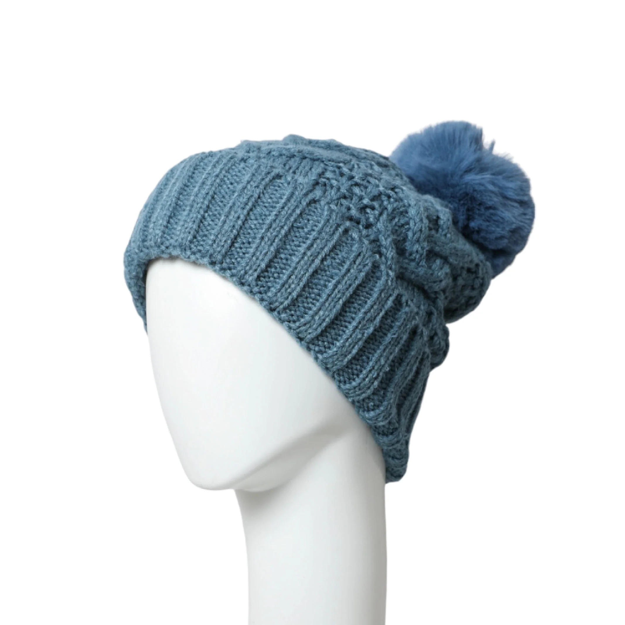 Leto Accessories Thermal Lining Cable Knit Beanie