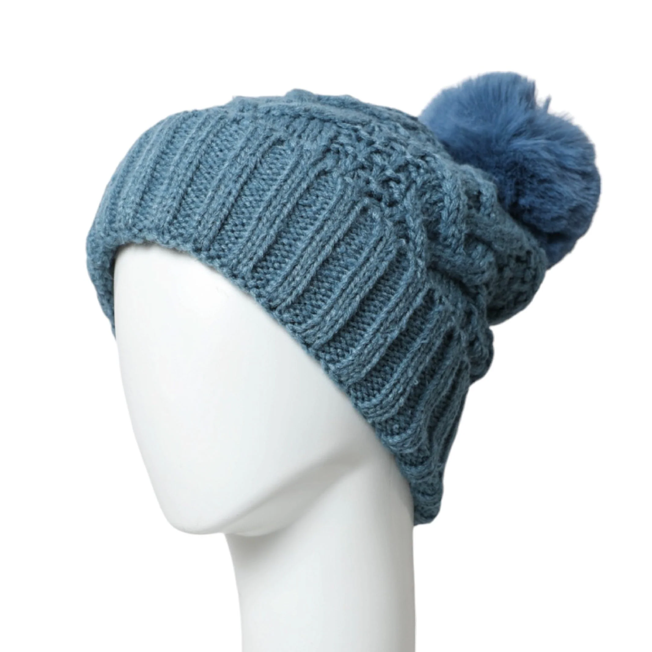 Leto Accessories Thermal Lining Cable Knit Beanie - Image 2