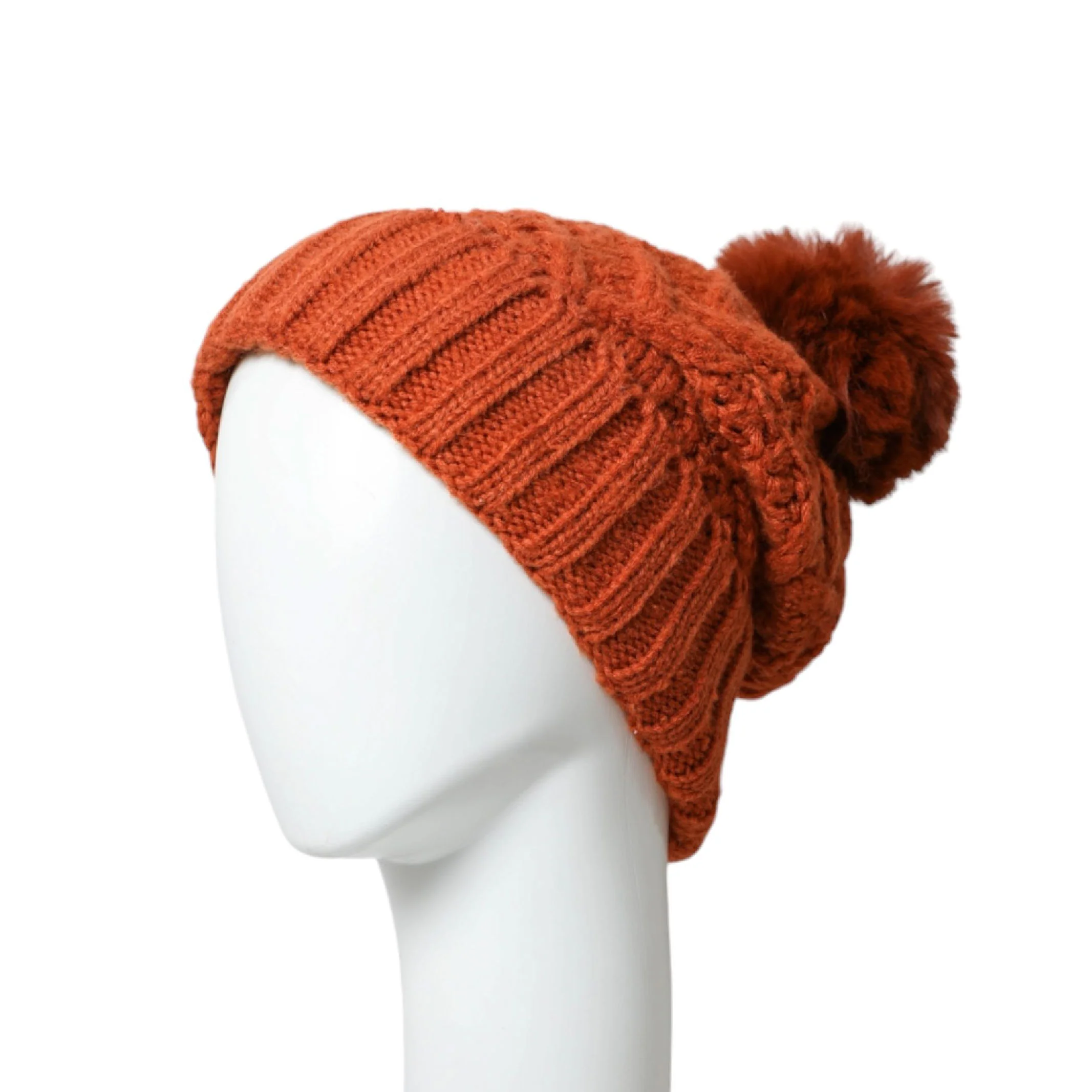 Leto Accessories Thermal Lining Cable Knit Beanie - Image 3