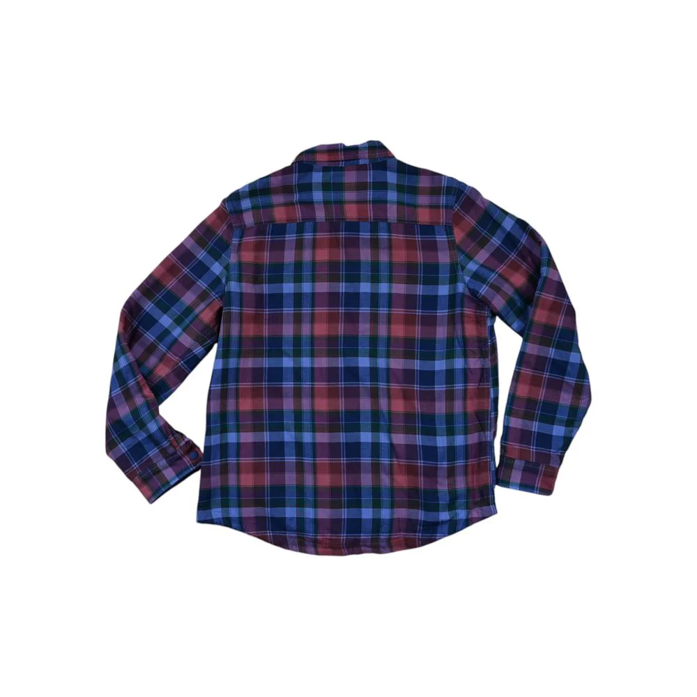 Ll Bean Women's Fleece Lined Flannel Long Sleeve Shirt Purple/Blue M Used - Image 2