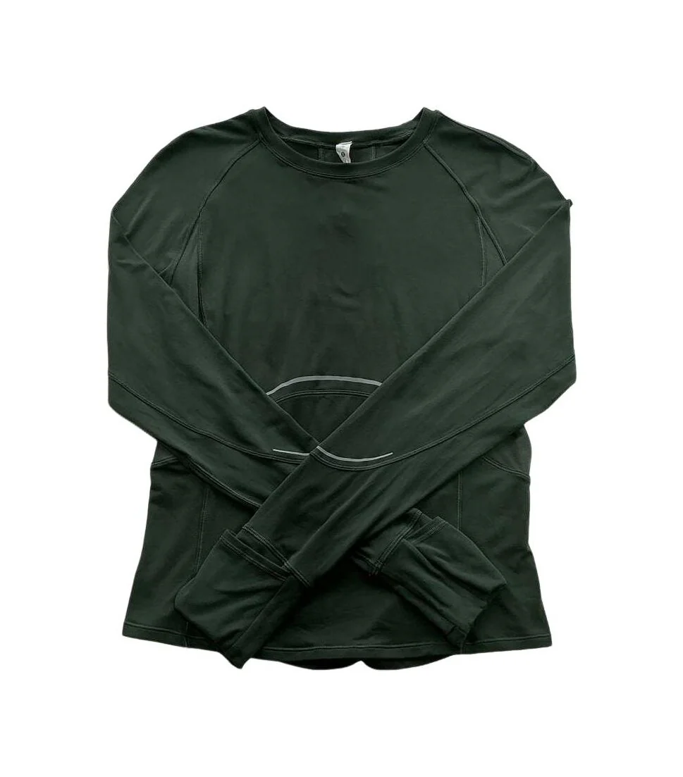 Lululemon Women's Rulu Reflective Running Long Sleeve Shirt Green Size 8 USED