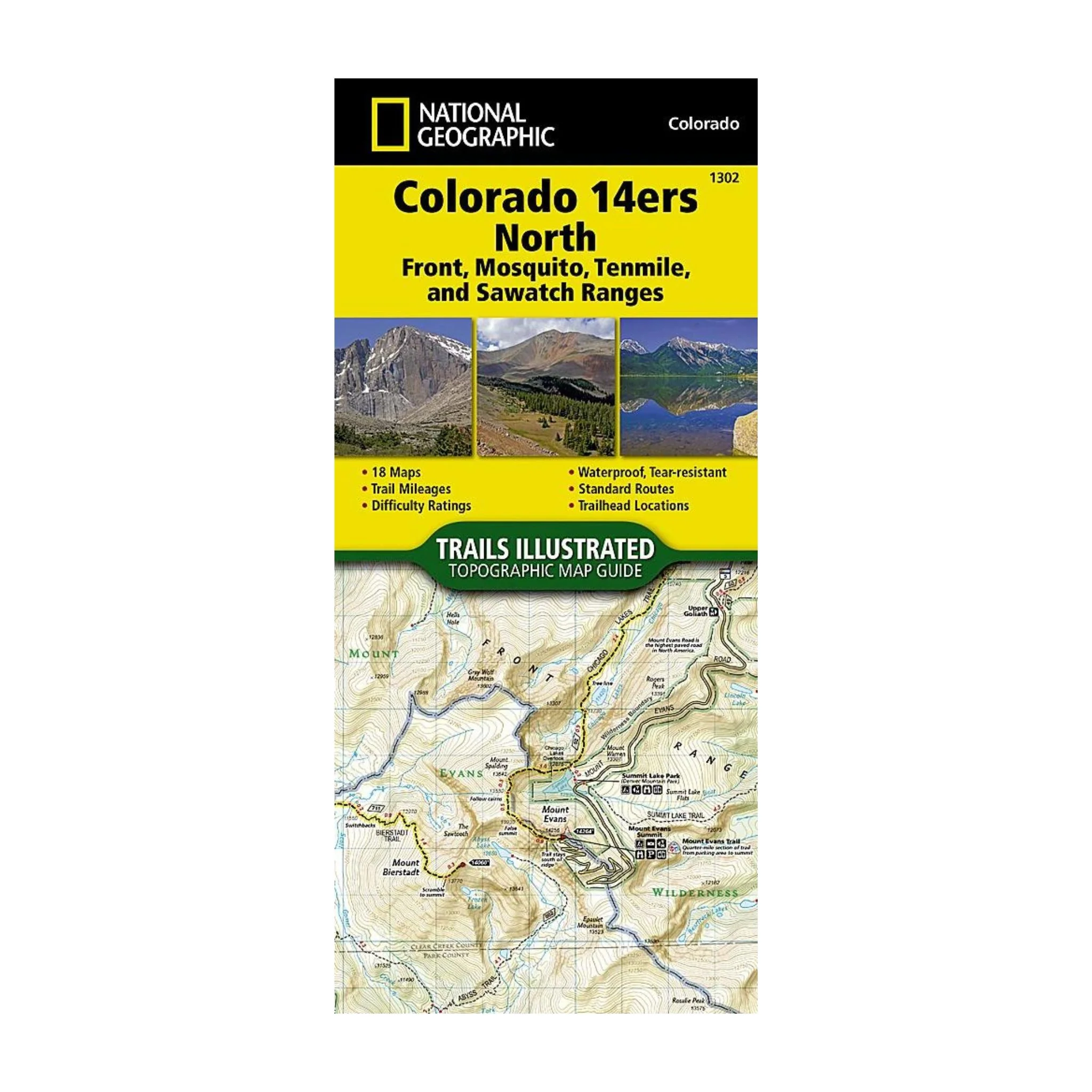National Geographic 1302: Colorado 14ers North | Front | Mosquito | Tenmile | Sawatch Ranges Map - Image 2