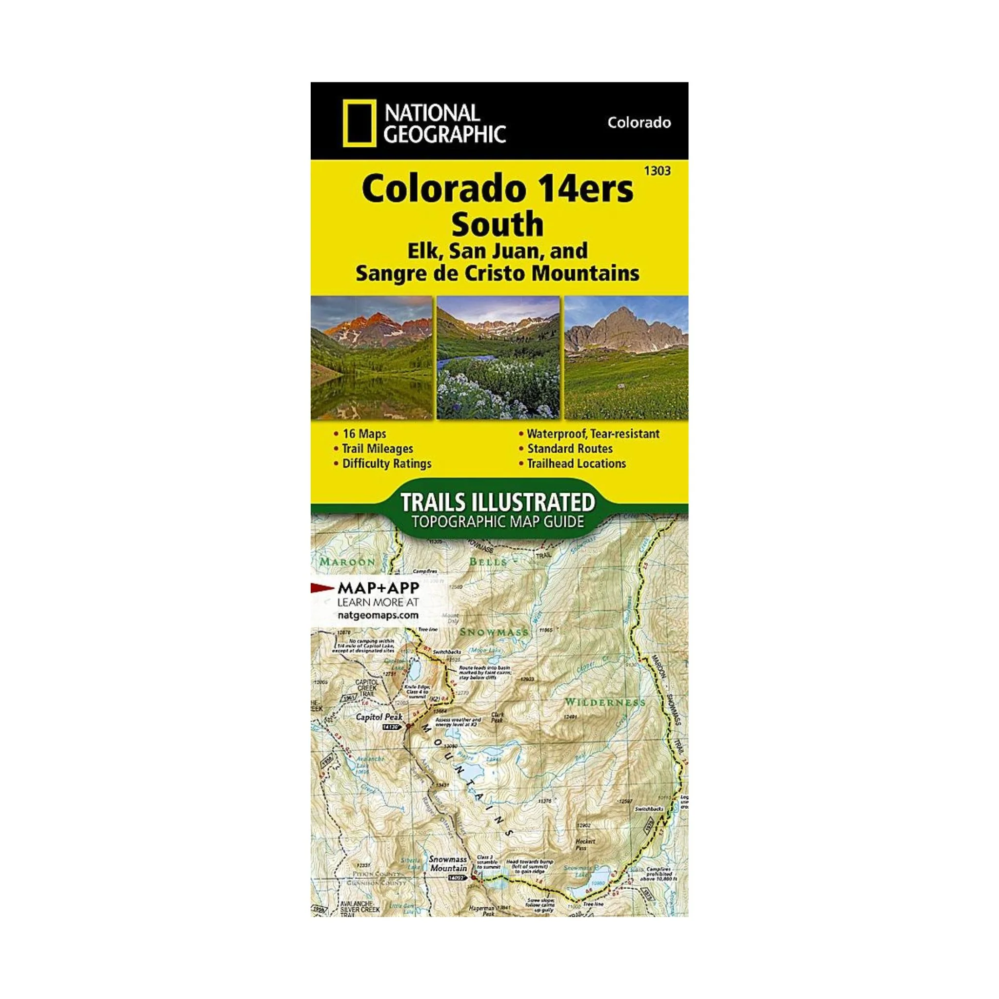 National Geographic 1303: Colorado 14ers South Map Guide (San Juan, Elk, and Sangre de Cristo Mountains) - Image 2