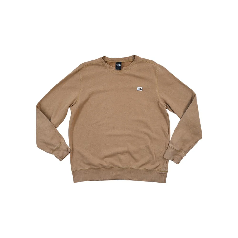 North Face Men's Heritage Patch Crew Sweatshirt Long Sleeve Shirt Tan L Used