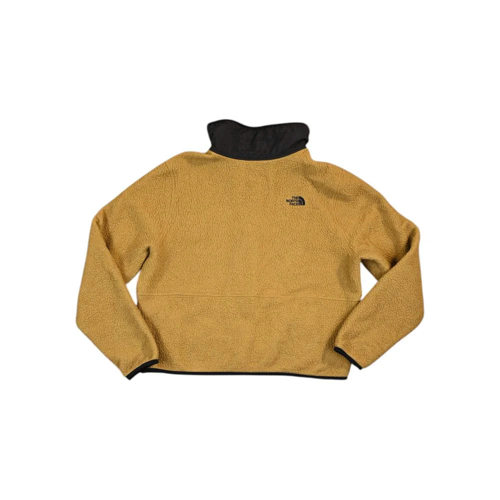 North Face Women's Dunraven Sherpa Crop Fleece Jacket British Khaki L Used - Image 2