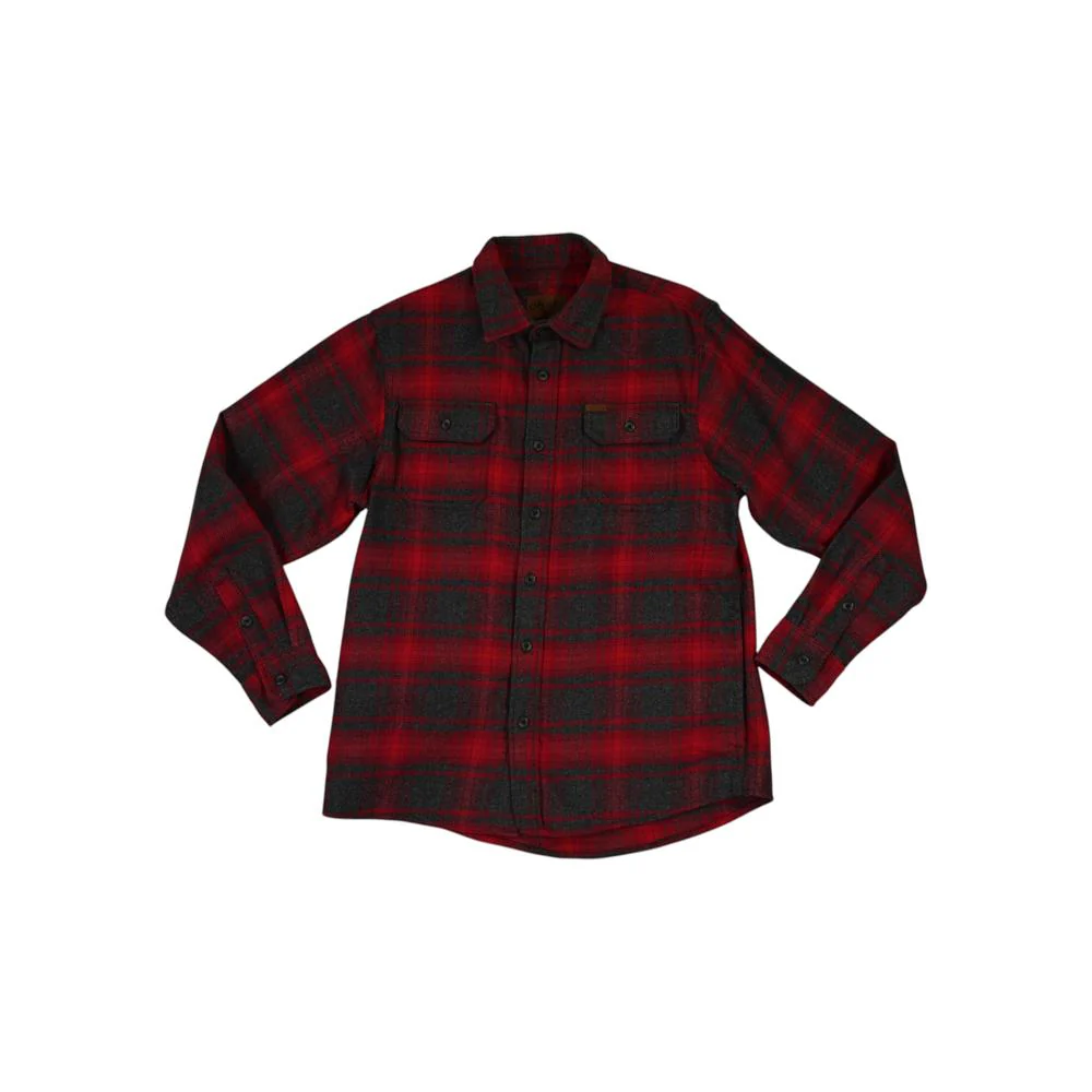 Orvis Men's Heavyweight Flannel Long Sleeve Shirt Red/Grey M Used