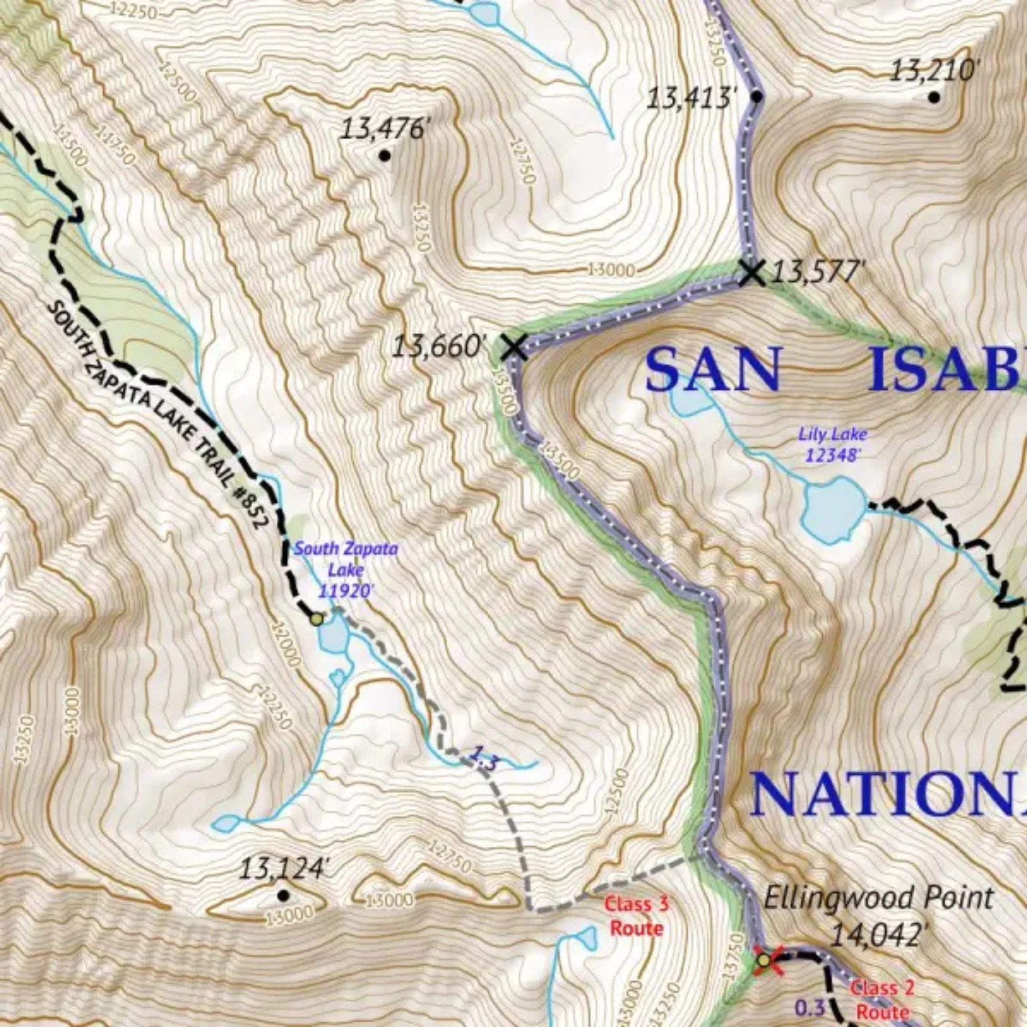 Outdoor Trail Maps 14er Series 13/16: Blanca/Ellingwood/Lindsey/Little Bear Map - Image 2
