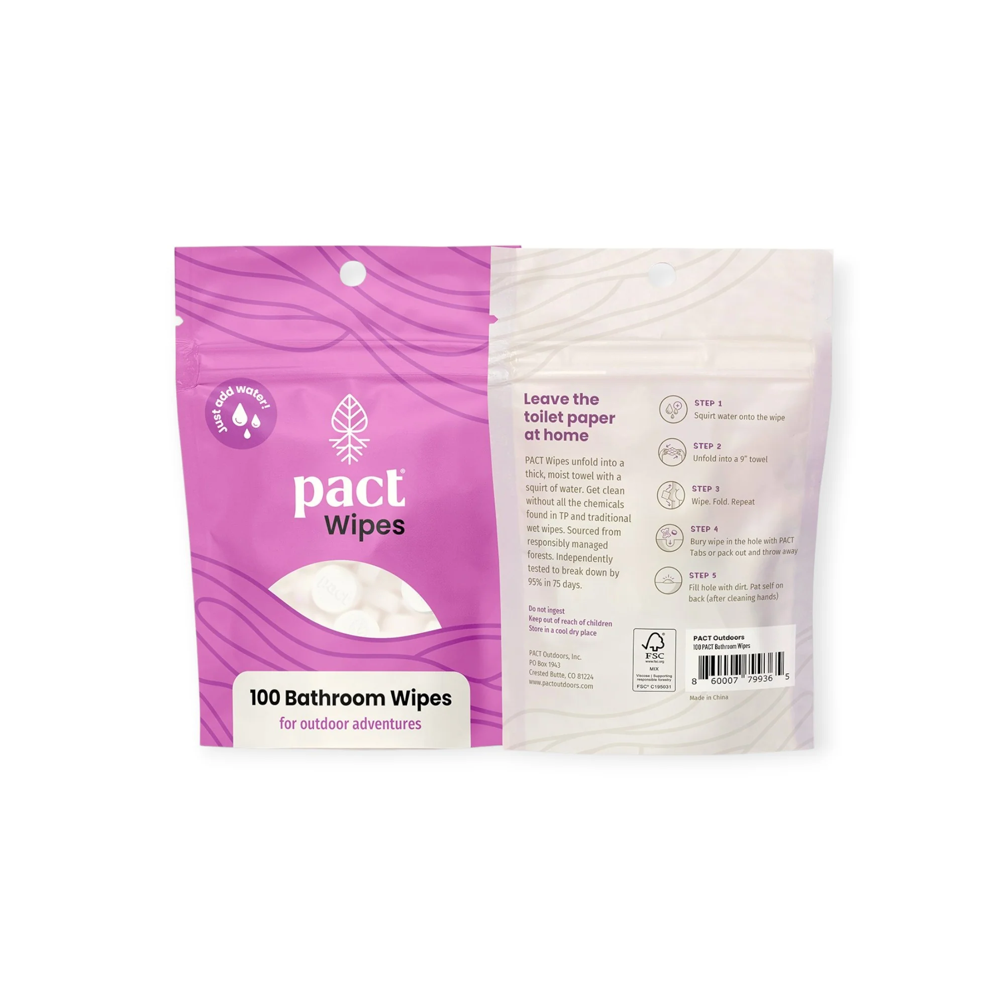 PACT Outdoors Bathroom Wipes - 100 Pack - Image 6