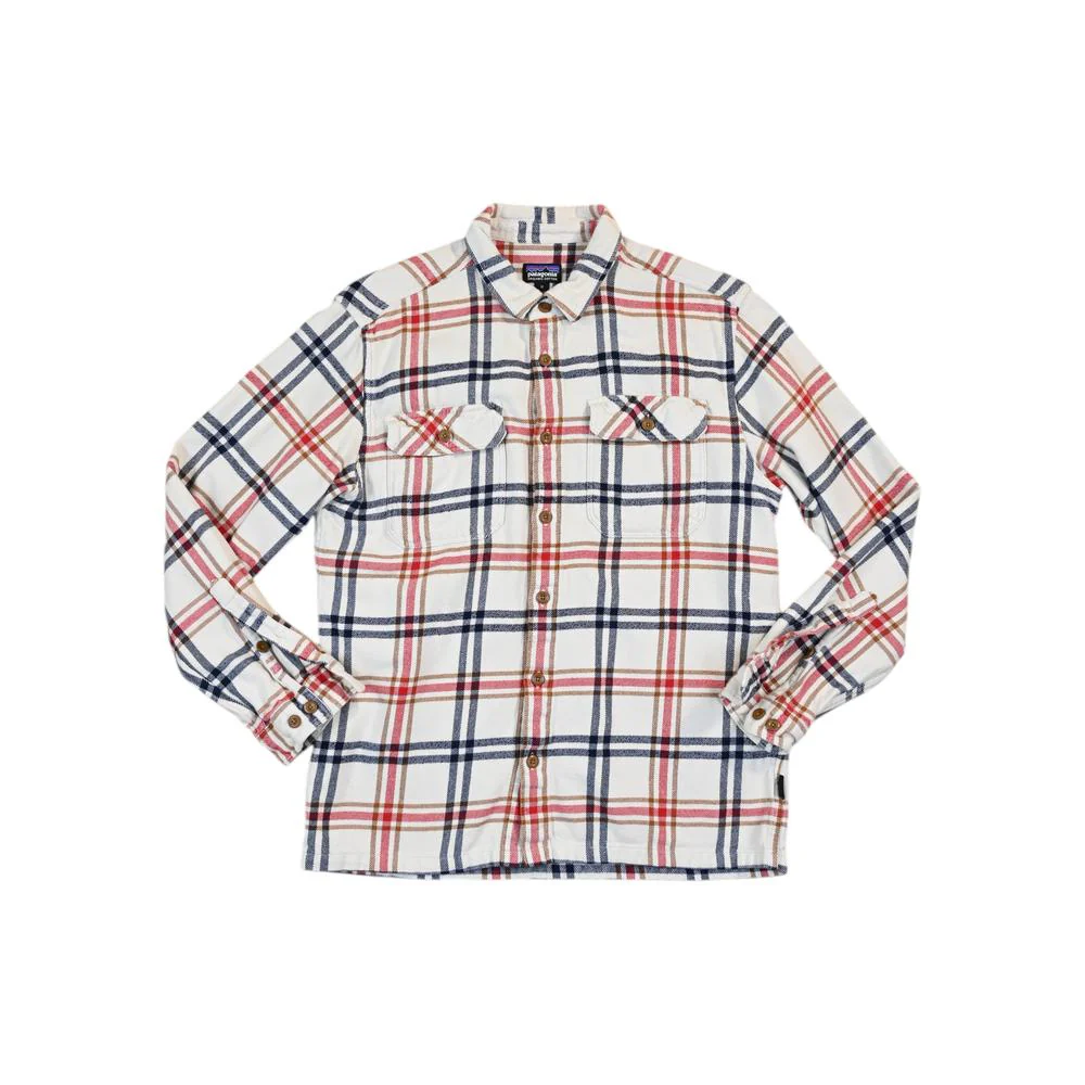 Patagonia Men's Fjord Flannel Long Sleeve Shirt White/Navy M Used