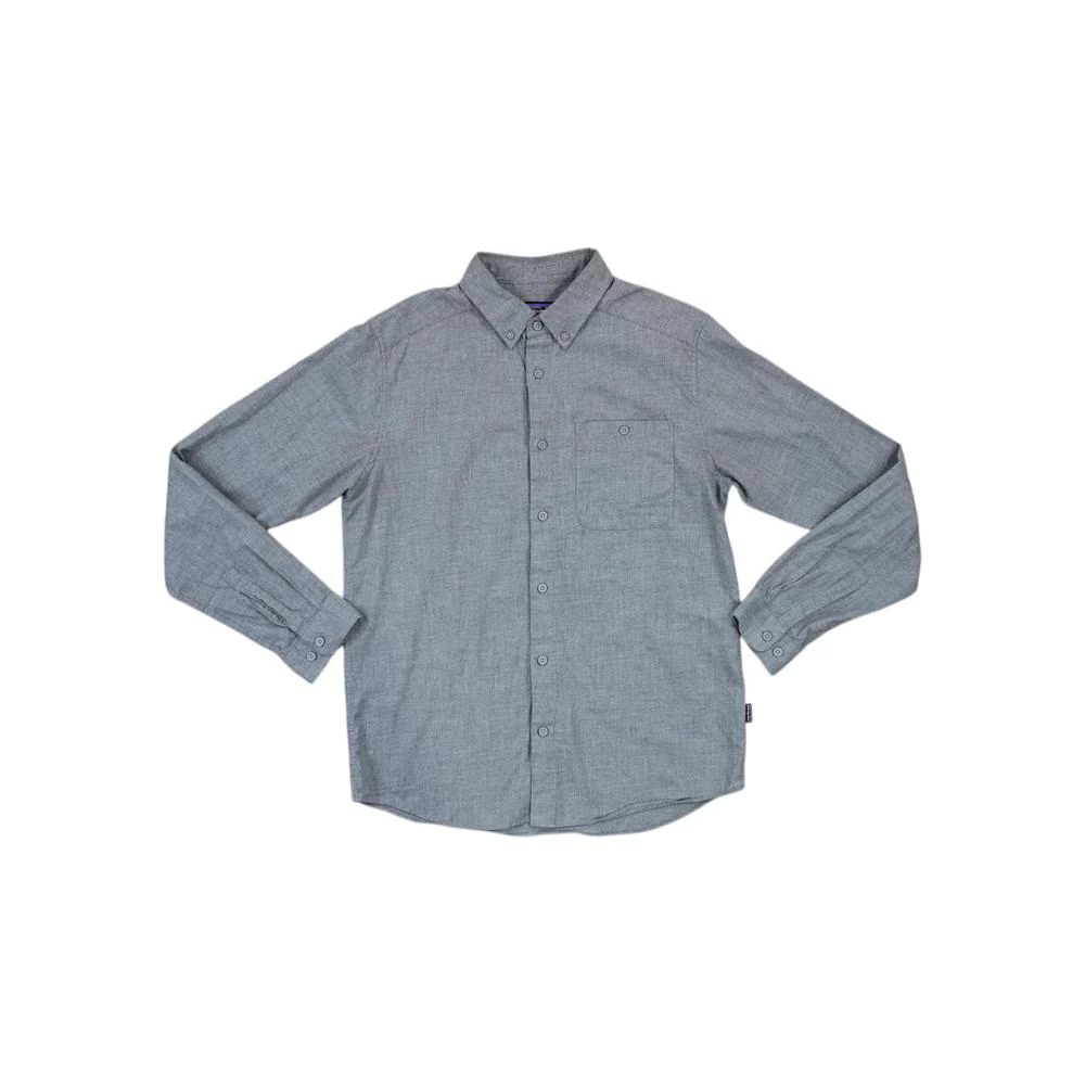Patagonia Men's Vjosa River Pima Cotton Long Sleeve Shirt Grey M Used